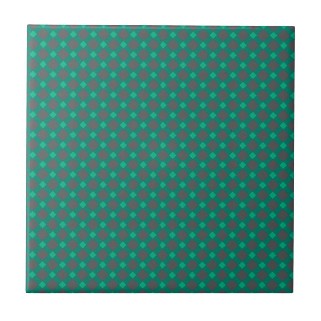 Seamless checkered plaid tartan scottish green gra ceramic tile (Front)