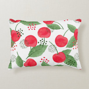 Seamless cherry pattern. Vintage watercolor illust Accent Pillow