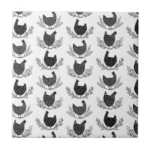Seamless chicken pattern ceramic tile