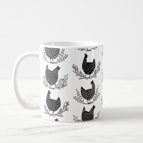 Seamless chicken pattern coffee mug