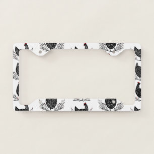 Seamless chicken pattern license plate frame