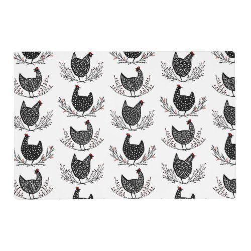 Seamless chicken pattern placemat