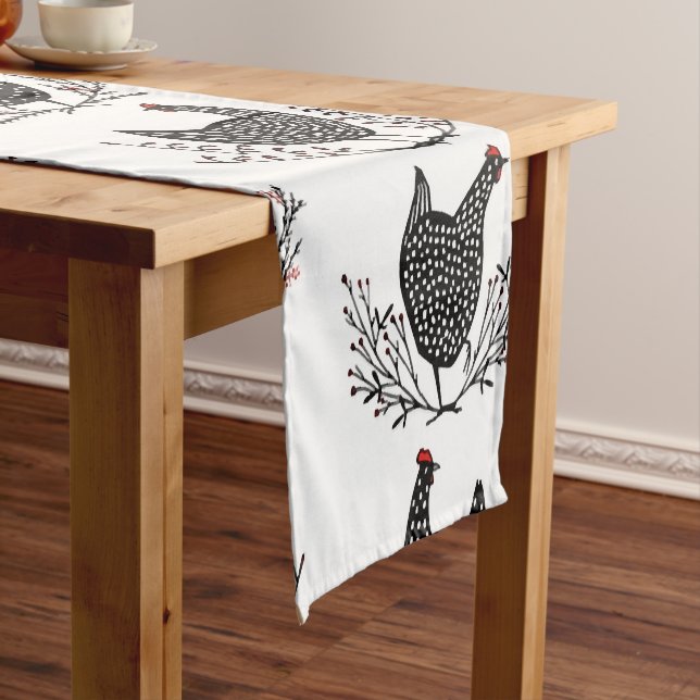 Seamless chicken pattern short table runner (In Situ)