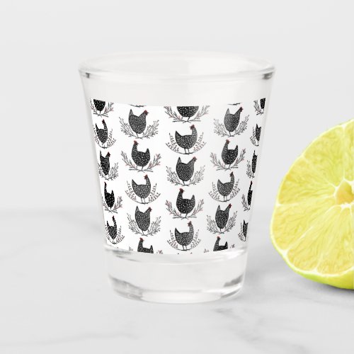 Seamless chicken pattern shot glass