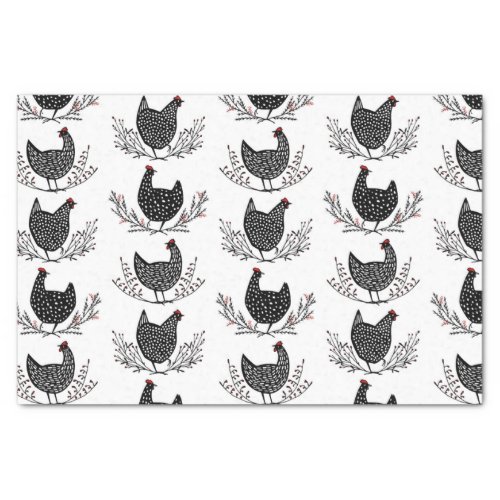 Seamless chicken pattern tissue paper