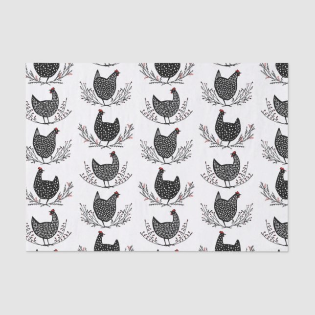Seamless chicken pattern tissue paper (Front)