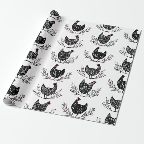 Seamless chicken pattern wrapping paper