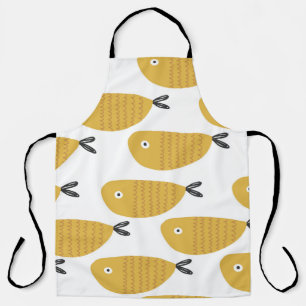 Seamless childish pattern with funny fishes. Creat Apron