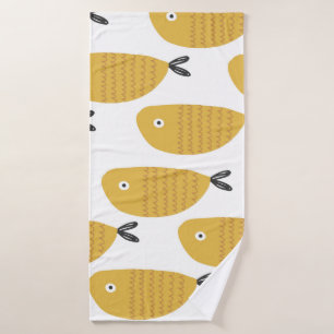 Seamless childish pattern with funny fishes. Creat Bath Towel