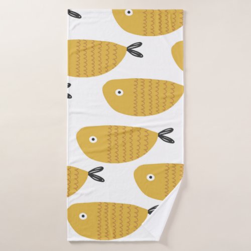 Seamless childish pattern with funny fishes Creat Bath Towel