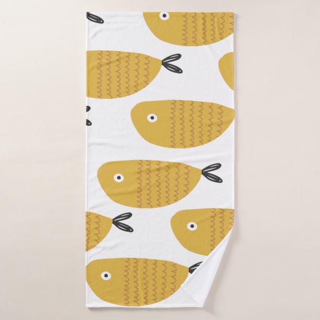 Seamless childish pattern with funny fishes. Creat Bath Towel (Bath Towel)
