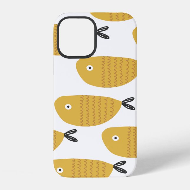 Seamless childish pattern with funny fishes. Creat Iphone Case (Back)