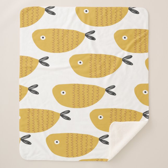Seamless childish pattern with funny fishes. Creat Sherpa Blanket (Front)