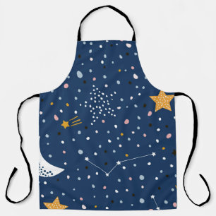 Seamless childish pattern with night starry sky. C Apron
