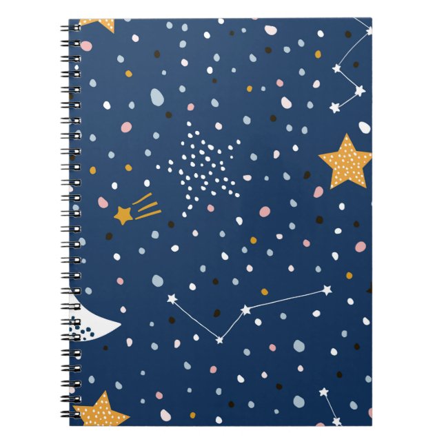 Seamless childish pattern with night starry sky. C Notebook (Front)