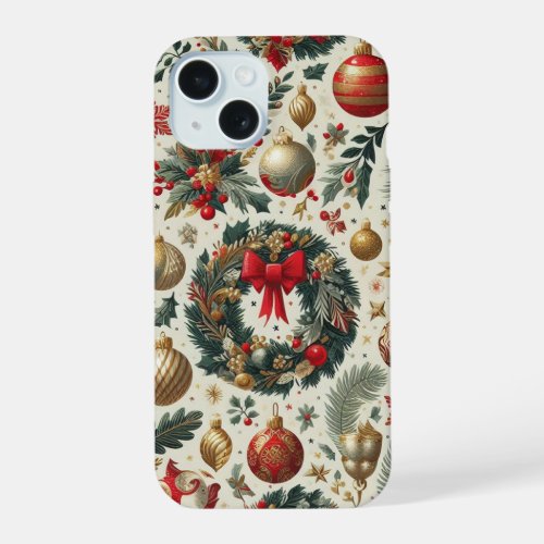 Seamless Christmas Decoration  iPhone 15 Case