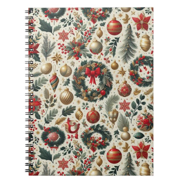 Seamless Christmas Decoration  Notebook (Front)