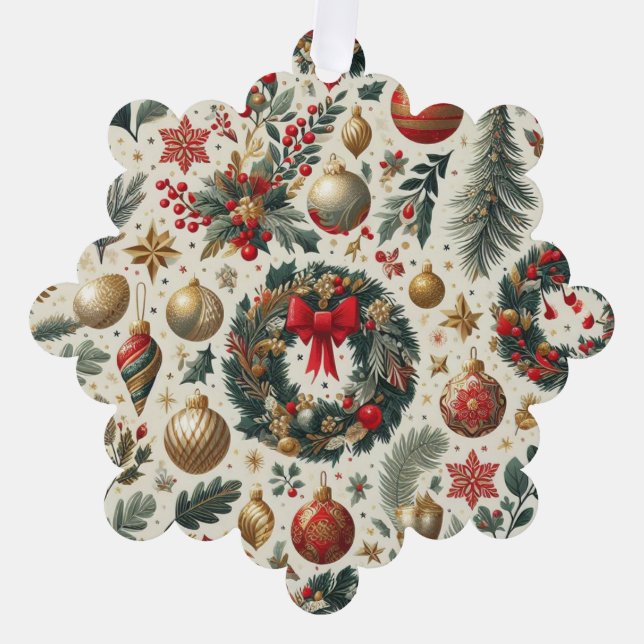Seamless Christmas Decoration  Ornament Card (Front)