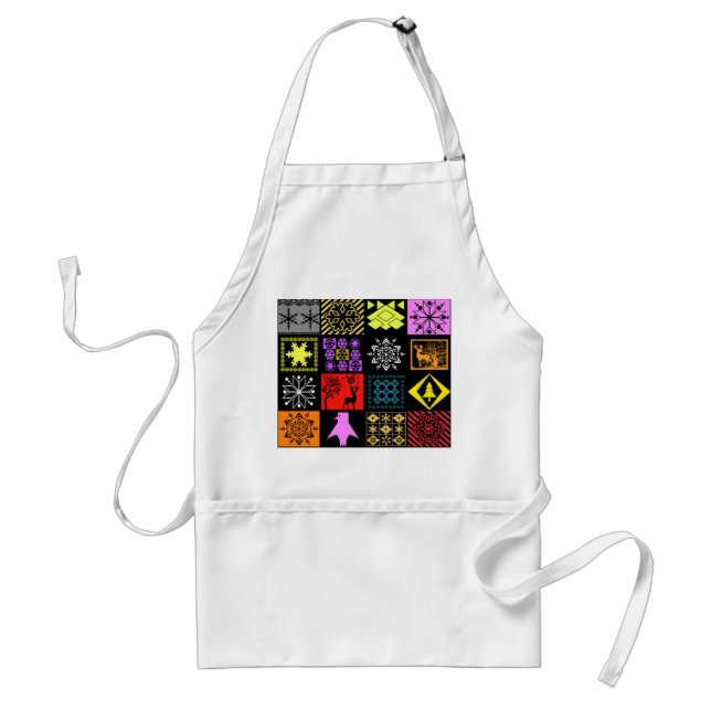 Seamless Christmas elements geometrical snowflake Adult Apron (Front)