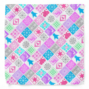 Seamless Christmas elements geometrical snowflake Bandana