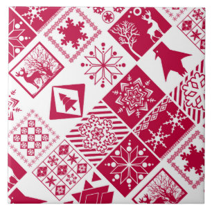 Seamless Christmas elements geometrical snowflake Ceramic Tile