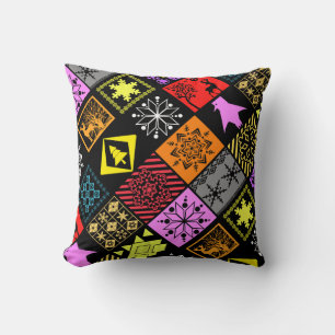 Seamless Christmas elements geometrical snowflake Throw Pillow