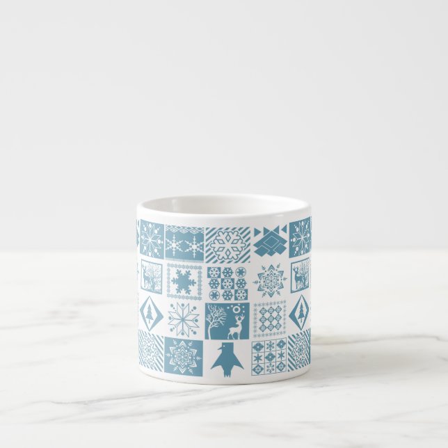 Seamless Christmas elements Geomettrical snowflake Espresso Cup (Front)