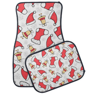 Seamless Christmas pattern, festive design. Car Floor Mat