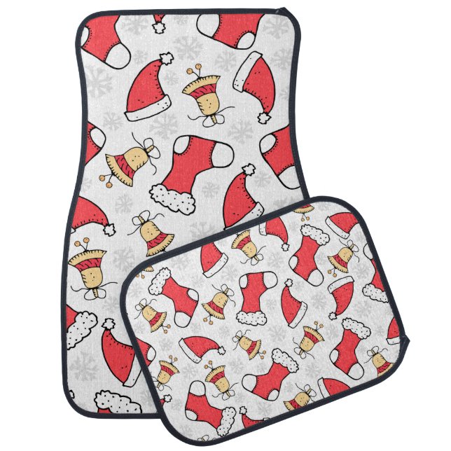 Seamless Christmas pattern, festive design. Car Floor Mat (Set)