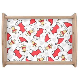 Seamless Christmas pattern, festive design. Serving Tray
