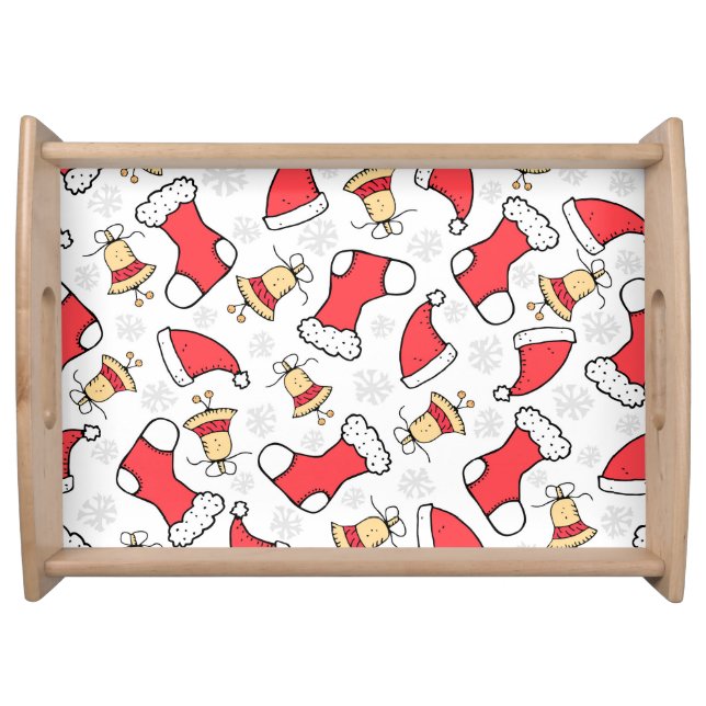 Seamless Christmas pattern, festive design. Serving Tray (Front)