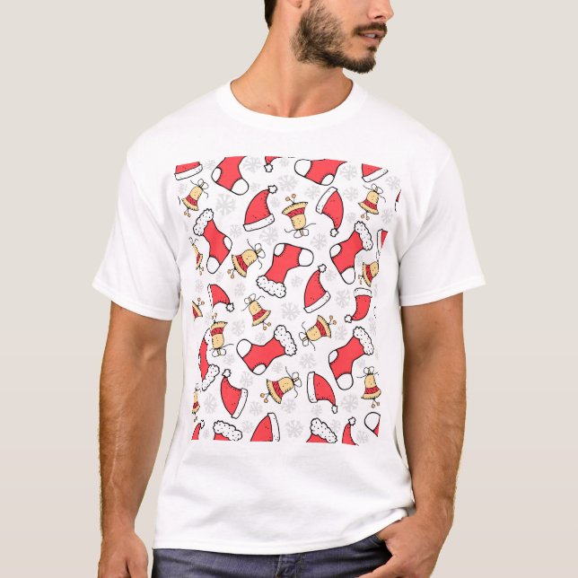 Seamless Christmas pattern, festive design. T-Shirt (Front)