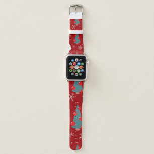 Seamless christmas pattern with reindeer santa tre apple watch band