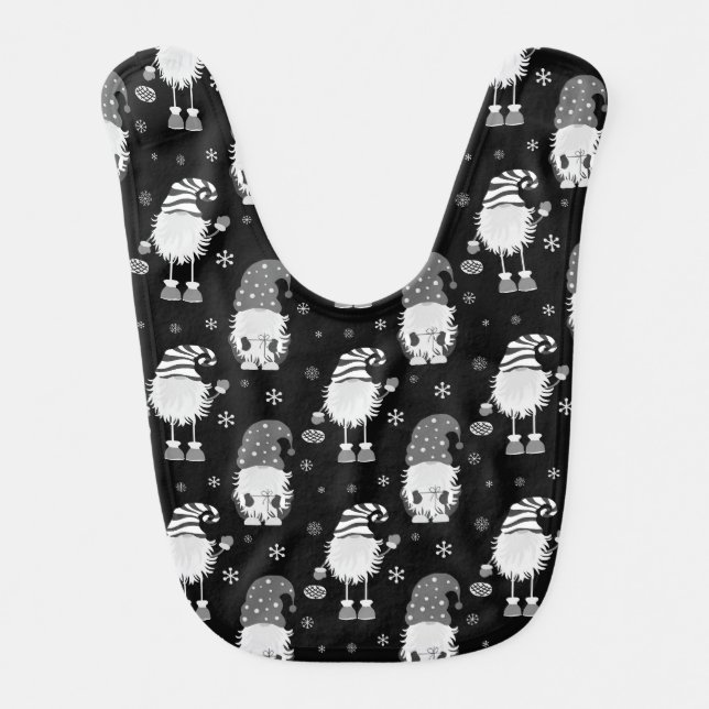 seamless Christmas scandinavian black pattern Baby Bib (Front)