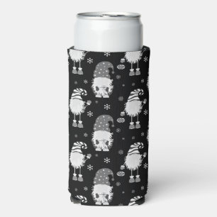 seamless Christmas scandinavian black pattern Seltzer Can Cooler