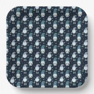 seamless Christmas scandinavian blue pattern Paper Plates