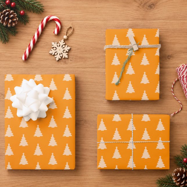 Seamless Christmas Tree | Orange Wrapping Paper Sheets (Creator Uploaded)