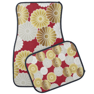 Seamless chrysanthemum pattern in the Japanese tra Car Floor Mat