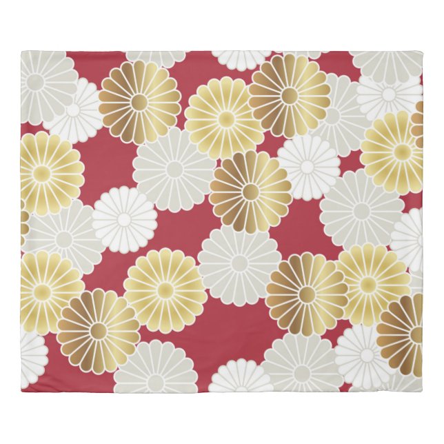 Seamless chrysanthemum pattern in the Japanese tra Duvet Cover (Front)