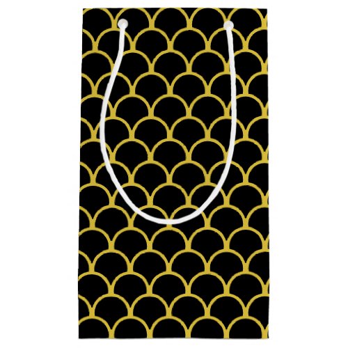 Seamless Circle Pattern in Black  Golden Small Gift Bag