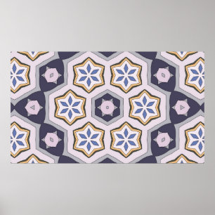 Seamless circular vintage pattern. Colored decorat Poster