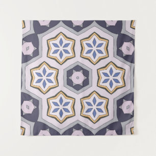 Seamless circular vintage pattern. Colored decorat Tapestry