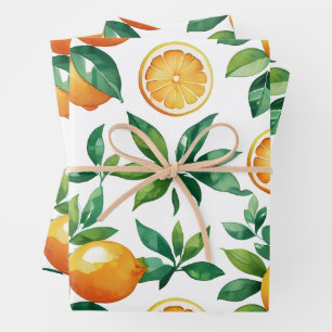 Seamless Citrus Grove Lemon & Orange Wrapping Pa Paper Sheets