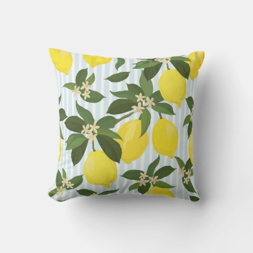 Seamless citrus vintage pattern on white backgroun throw pillow