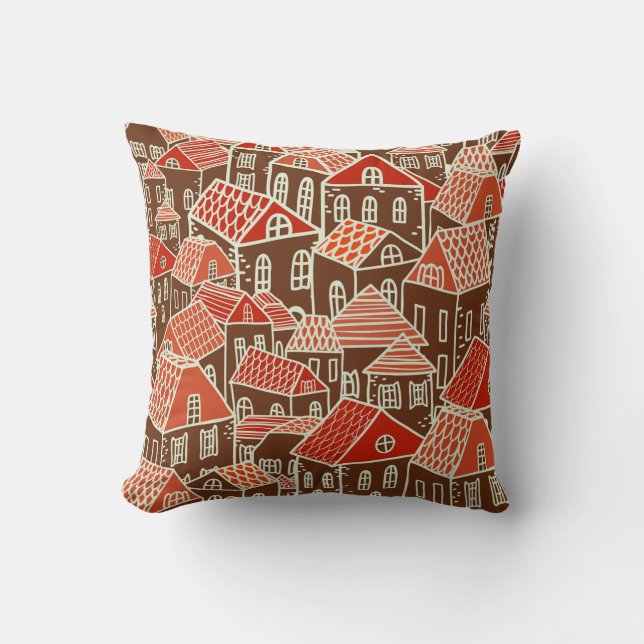 Seamless city pattern in throw pillow (Front)