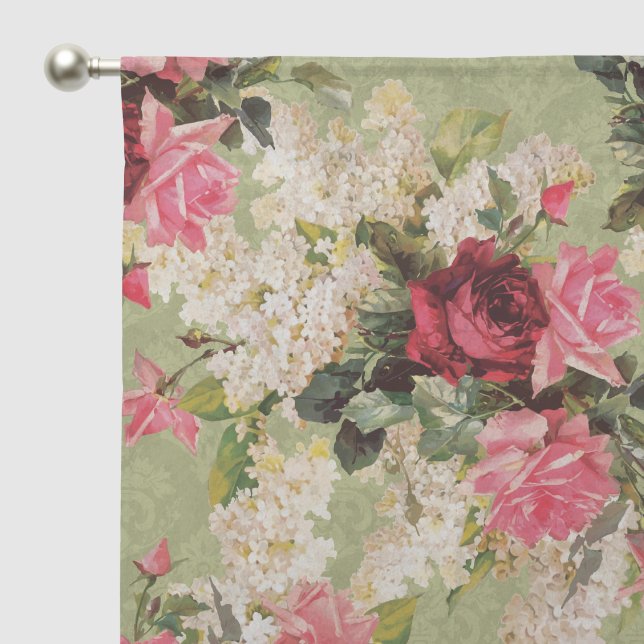 Seamless Classic Beautiful Antique Floral Pattern Sheer Curtains (Pocket)