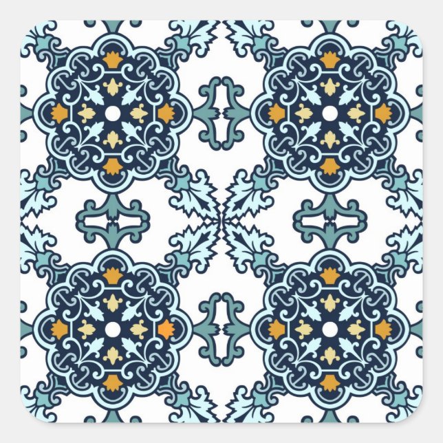 Seamless classic ornament tiles square sticker (Front)