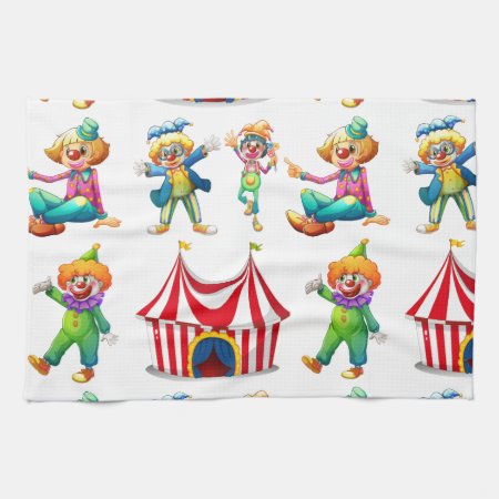 Seamless Clowns And Circus Tent Towel