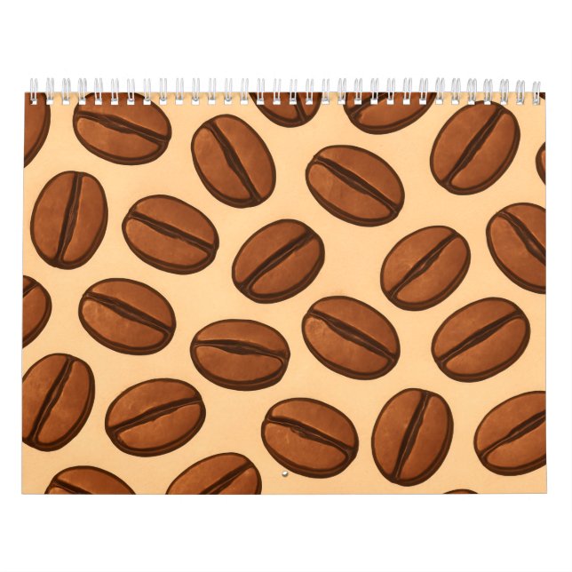 Seamless Coffee Bean Pattern | Warm Brown Café  Calendar (Cover)