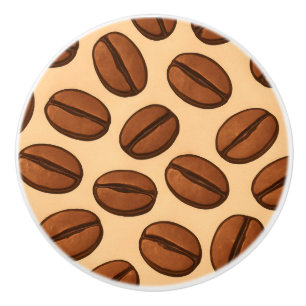 Seamless Coffee Bean Pattern   Warm Brown Café  Ceramic Knob